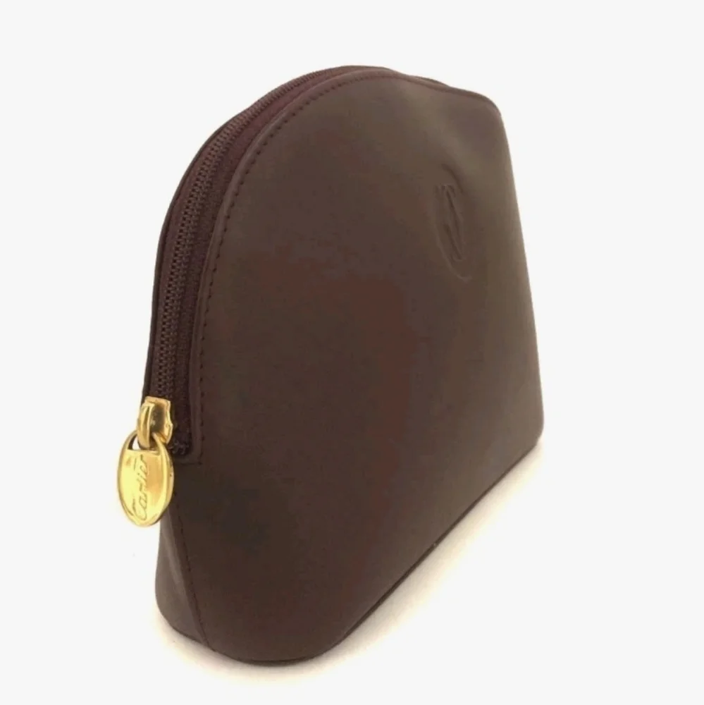 Must de Cartier Leather Cosmetic Pouch Bag Bordeaux/2BH1335
